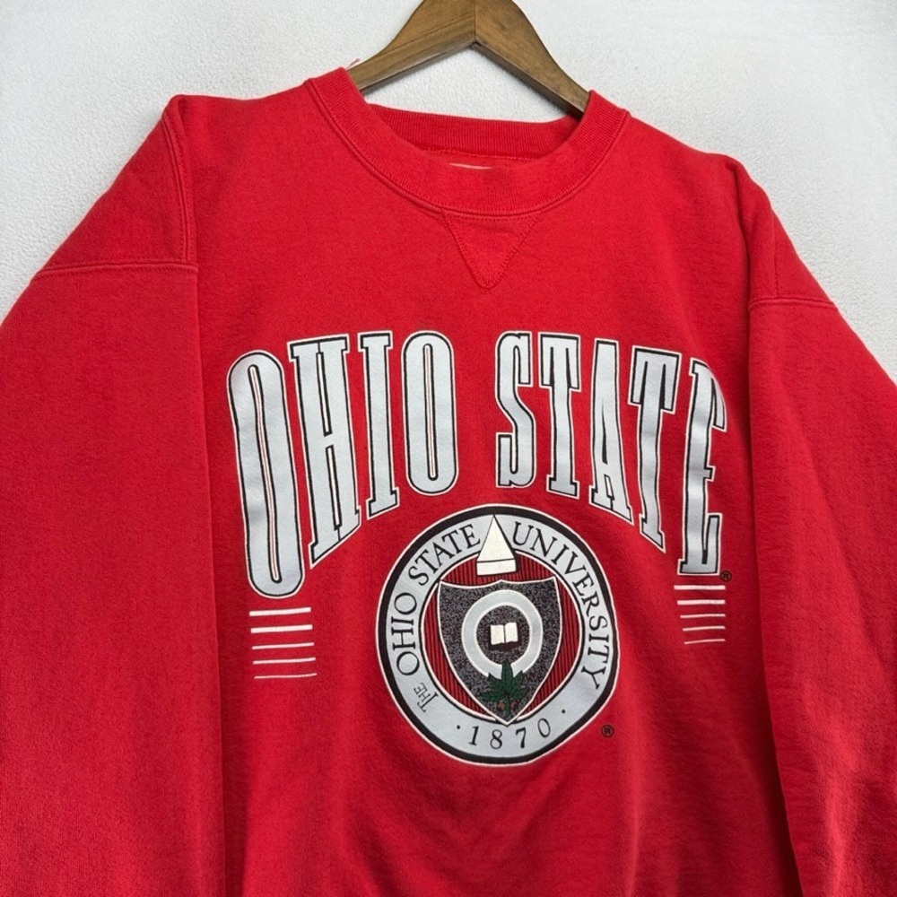 Vintage Ohio State Sweatshirt Men's Large Red Crewneck Graphic USA made 90s Galt